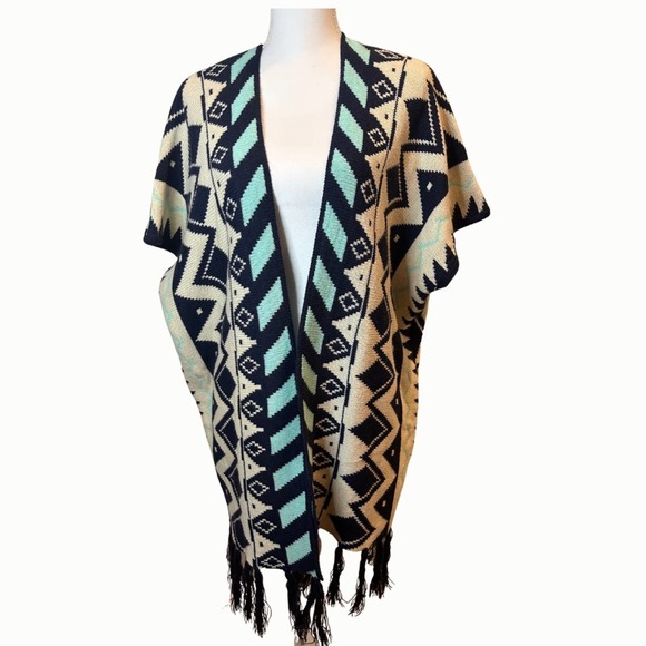 Kate Collections Southwestern Boho open front cardigan Fringe - Picture 1 of 5